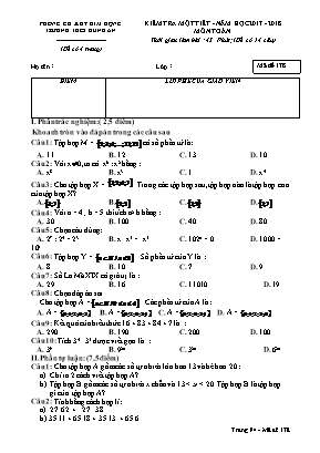 Đề kiểm tra 1 tiết môn Số học Lớp 6 - Mã đề 178 - Năm học 2017-2018 - Trường THCS Hùng An